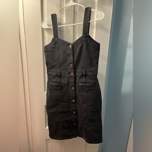 Gap button down black denim dress small